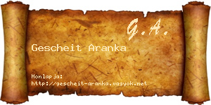 Gescheit Aranka névjegykártya